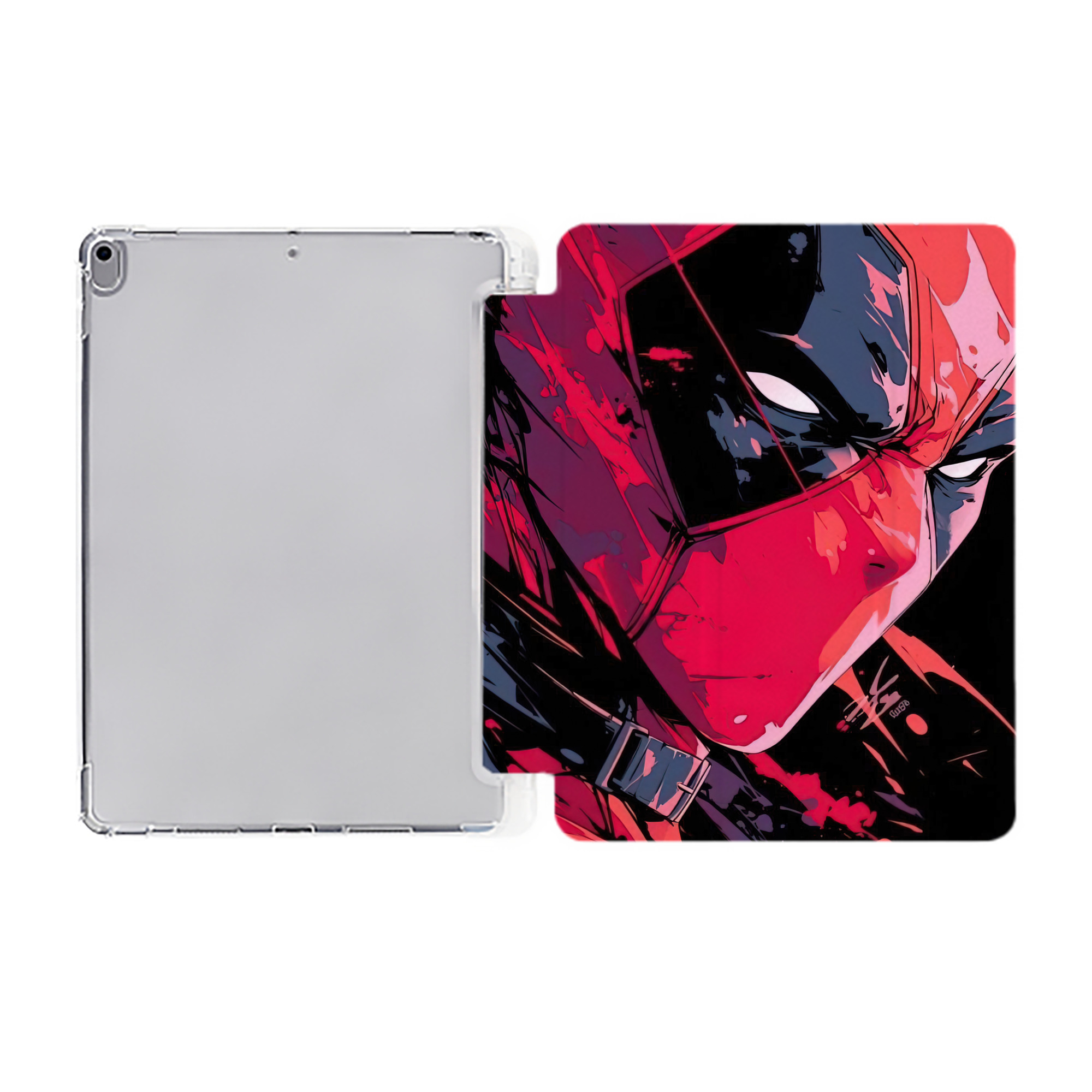 （画像用） Deadpool デッドプール IPad ケース ペン収納付き 三つ折りスタンド PUレザー×シリコン 対応機種9.5/10.5/10.9インチ